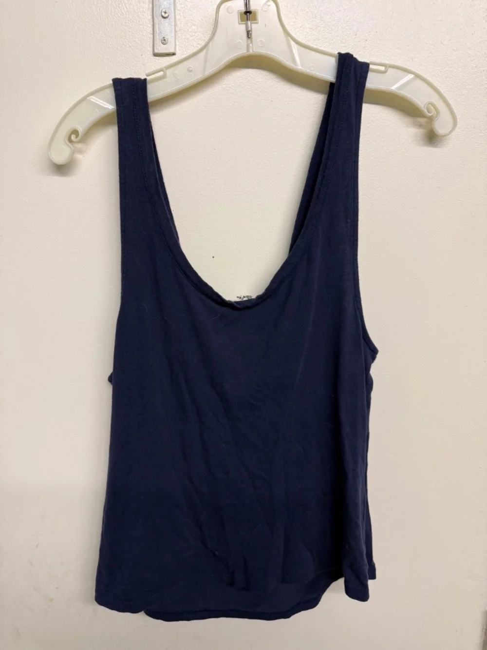 Free People Navy Blue Tank Top with Gold Button Details